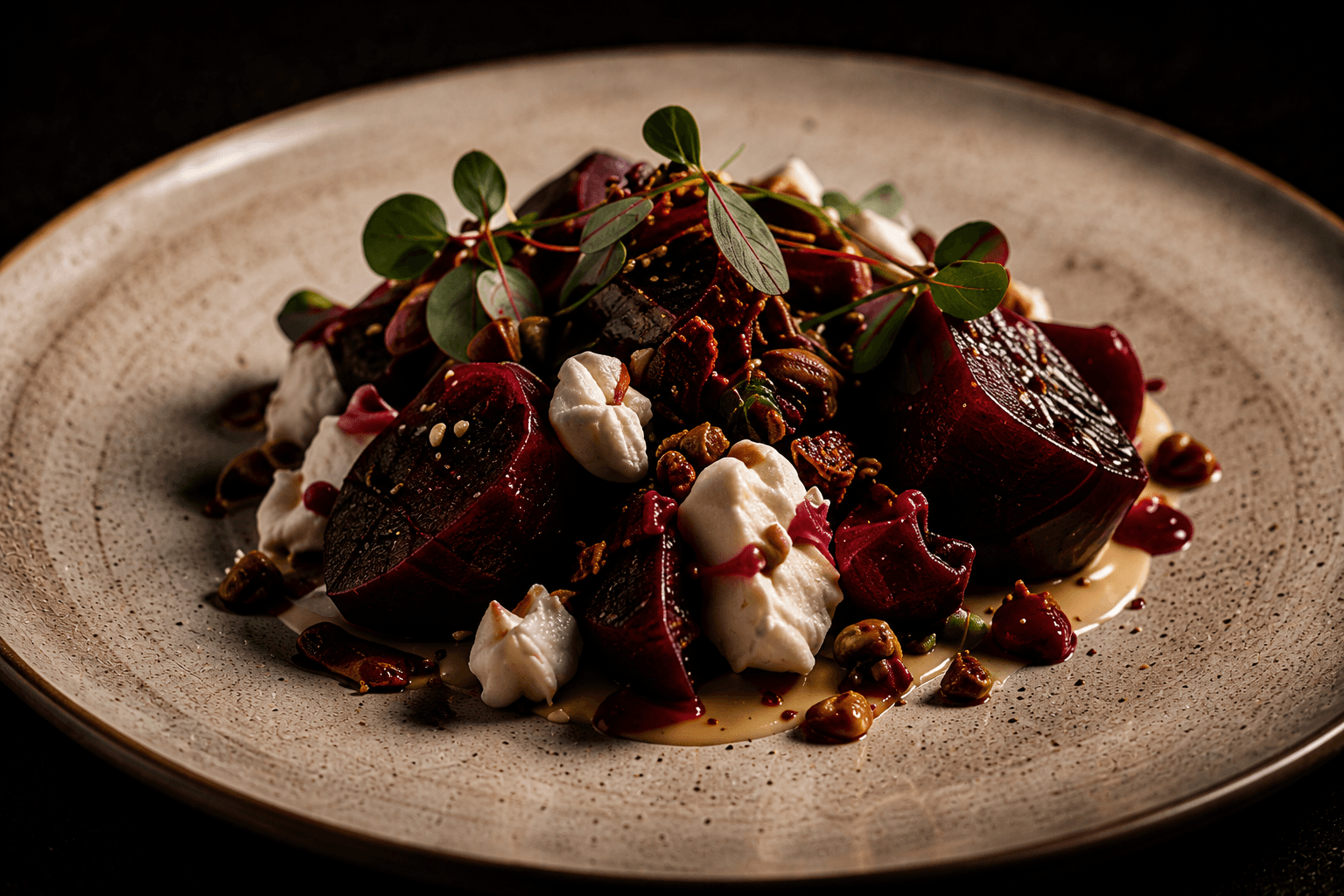 Charred heritage beetroot with whipped goat's curd