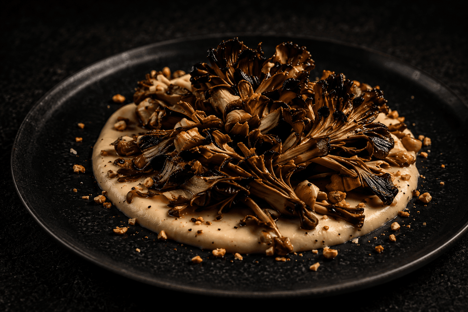 Ember-roasted maitake mushroom with celeriac