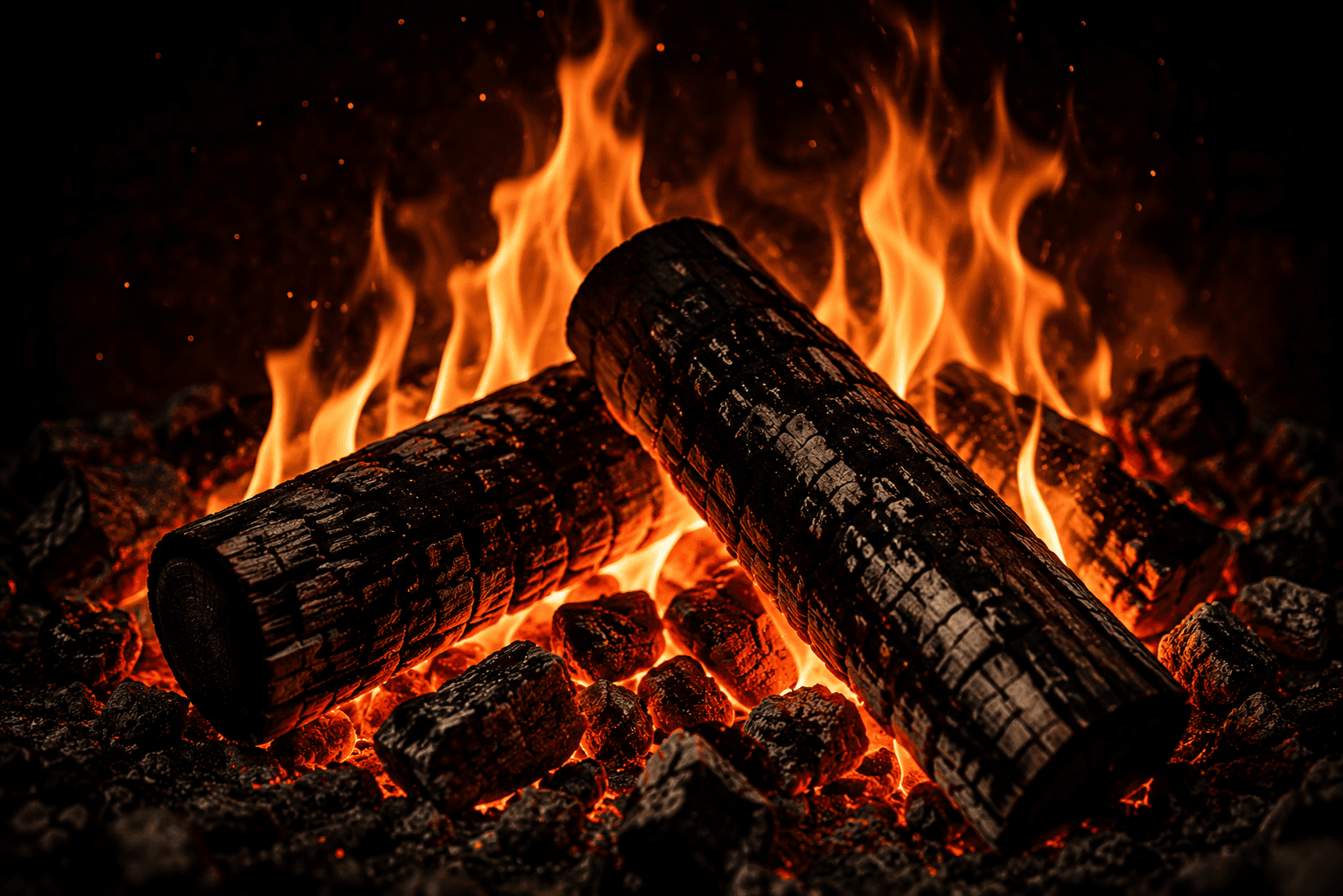 Detail of the open flame grill at Ember House