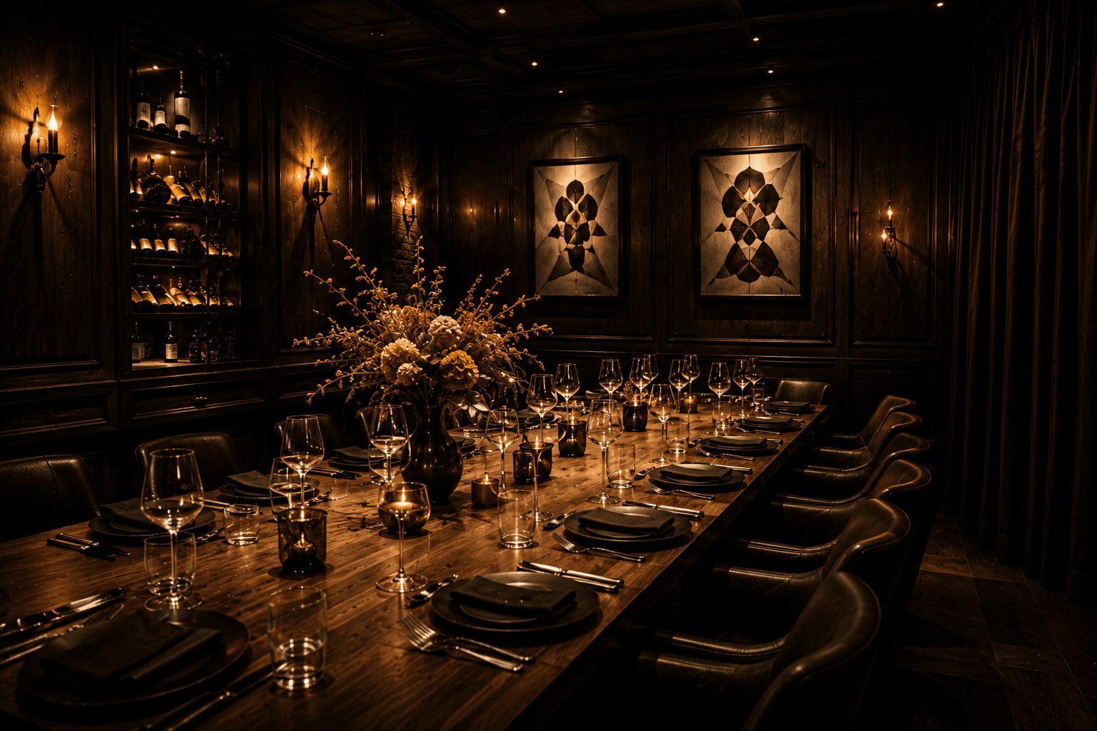 The Ember House private dining room set for a group